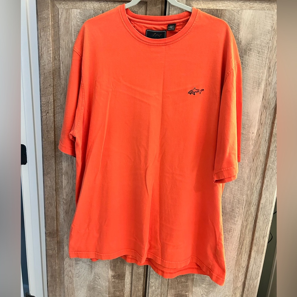 Greg Norman XXL Orange T-Shirt embroidered shark logo cotton